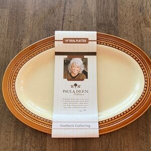 Southern Gathering Oval Platter - Cream and Brown Paula Dean.